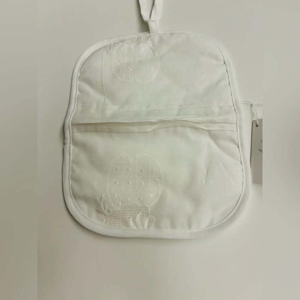 New Paper White Lace Jewelry Case Hand Embroidered 2 Zip Inside Compartment